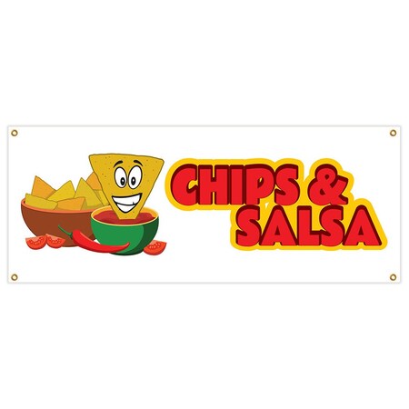 Signmission Chips & Salsa Banner Heavy Duty 13 Oz Vinyl with Grommets Single Sided B-Chips & Salsa